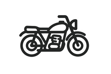 Fototapeta premium Minimalist black and white line art of a vintage cruiser motorcycle in profile view