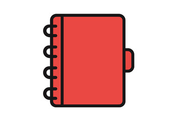 Simple closed red spiral-bound notebook or diary icon used for planning and scheduling tasks