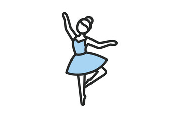 Simple outline of a graceful female ballet dancer balancing on one leg