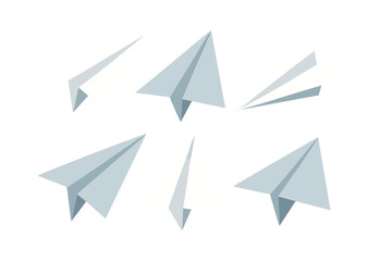 Abstract geometric pattern of light blue and white origami paper planes