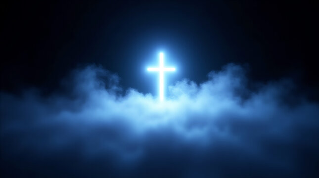 abstract cloud illuminated by glowing neon light geometric shape