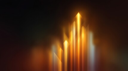 Abstract glowing arrows pointing up in an elegant gradient background showcasing vibrant shades of gold and orange, ideal for modern design projects