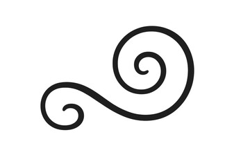 Black decorative swirl element for design projects and ornamental borders