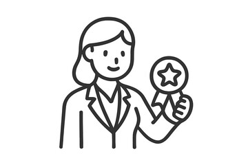 Professional holding star award medal symbolizing achievement and quality service
