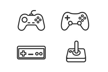 Modern and retro video game controllers, gamepad, and classic joystick