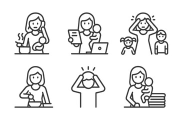 Challenges of modern motherhood, multitasking, stress, and balancing family life