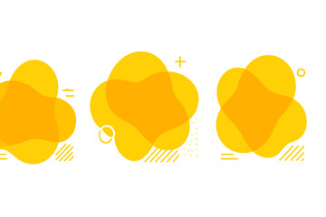 Abstract liquid shape banners set featuring fluid organic forms in yellow and orange