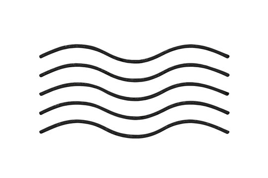 Five parallel black wavy lines representing water or sound waves on a white background