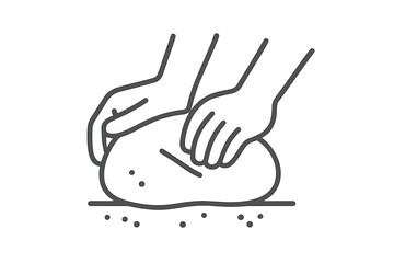 Close-up of hands preparing food by mixing and pressing dough for baking