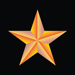 Obraz premium Golden 3D Shiny Star Icon on Black Background