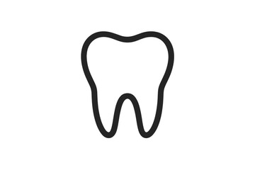 Healthy human tooth depicted in minimalist black line style for dental medicine