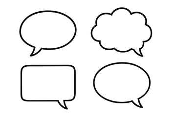 Set of empty outline speech bubbles, thought clouds, and chat boxes for dialogue