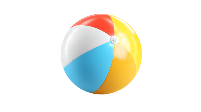 Beach ball glossy surface, playful summer energy, isolated on a white background.