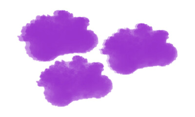 Three vibrant purple watercolor brush strokes on white background