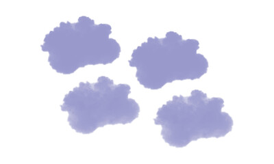 Soft periwinkle watercolor ink clouds abstract design illustration