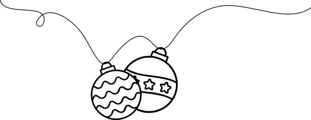 christmas ball outline design vector isolated on transparent background