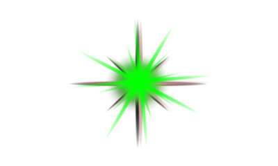 Dynamic green light burst with rays on a deep blue background.