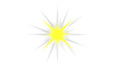 Vibrant yellow starburst light effect with radiating white rays