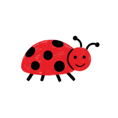 Cute Cartoon Ladybug - Cheerful Insect Illustration for Kids' Designs
