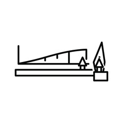 Line art icon representing gas flow control and ignition isolated on