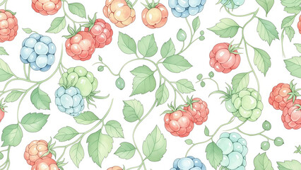 Delightful pastel berry pattern for elegant fabrics, wallpapers and stylish designs brings a touch of summer sweetness to your creative projects