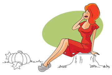 Emotional Cinderella looking at pumpkin.