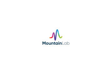 Letter M color peak heart beat mountain hill technological logo 