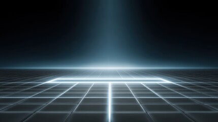 Digital abstract background with glowing grid, light beams, and luminous patterns for futuristic designs and technology themes