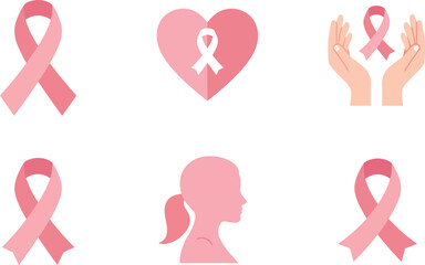 Pink ribbon icons representing breast cancer awareness and support