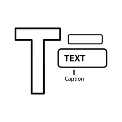 Typographic element icon showing text box and caption isolated on