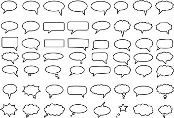 Fototapeta premium Collection of hand drawn speech bubbles and thought bubbles in various shapes
