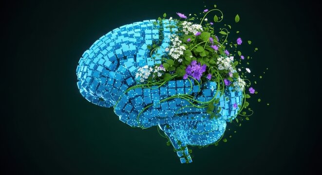 Growth mindset blooming with creativity and innovation, perfect for mental health and wellness campaigns