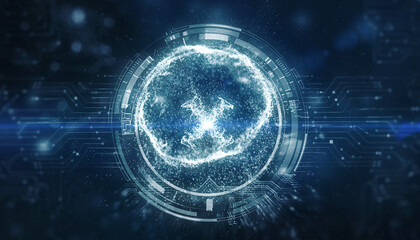 Brain as the Core of Technology: An ethereal digital rendering captures the human brain encapsulated within a technological interface, exploring the nexus of artificial intelligence and consciousness.