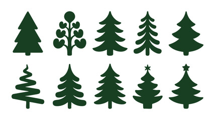 Fototapeta premium Christmas tree vector icons set