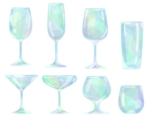 Glasses set watercolor style isolated on white background.