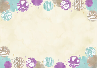 雪輪 Japanese Modern Watercolor Round Frame Soft pastel color Set