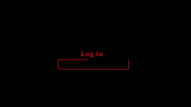 Minimalist password input form with a black field and a login button appears on a black background. The camera slightly pans around the floating elements in 3D space.