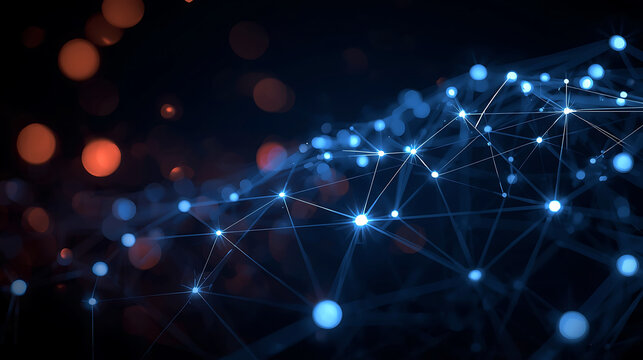 Abstract network connection with glowing nodes and lines for digital technology background