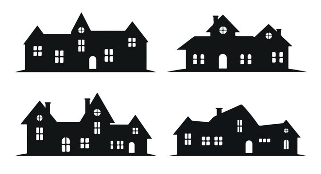 Silhouette of Haunted House Spooky Vector Design for Halloween