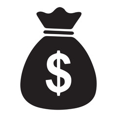 Dollar Money Bag Icon – Financial Symbol, Wealth, Banking, Investment Vector Graphic