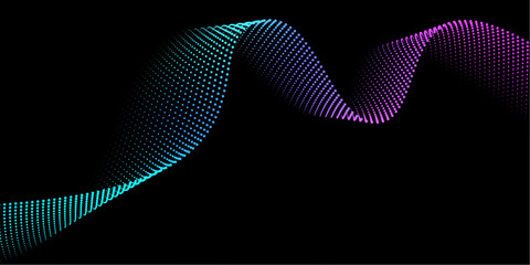 Vibrant Data Stream Particle Wave on Dark Background