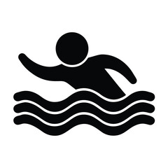 Summer sea vacation water silhouette icon on white background