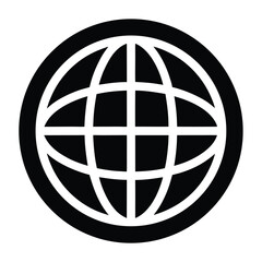 Globe world map travel silhouette icon on white background