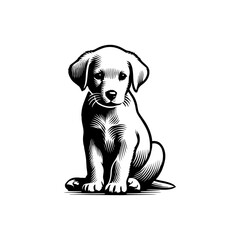 Fototapeta premium Black and White Puppy Sketch