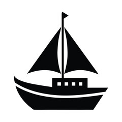 Boat ship vessel sea silhouette icon on white background