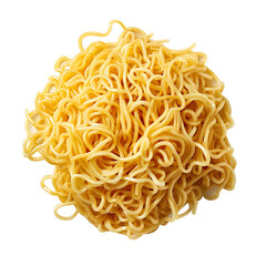 Pile of cooked ramen noodles isolated on transparent background