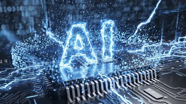 Dynamic circuit board with digital streams pulsing, promising cutting edge technology and innovation in computer science and engineering solutions