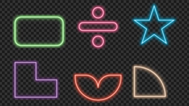 Neon Geometric Shapes and Symbols star - Powered by Adobe