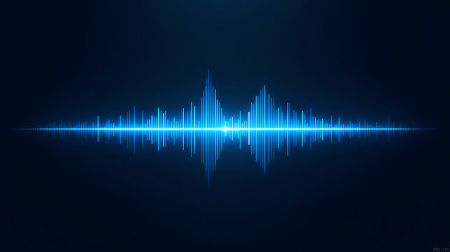 Futuristic Blue Audio Waveform Visualisation on Dark Background for Technology Design Concepts