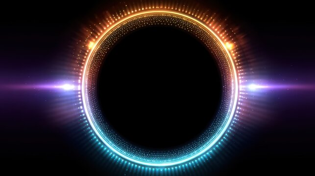 Vibrant Circular Light Burst with Colorful Glow and Abstract Background for Digital Art and Creative Projects